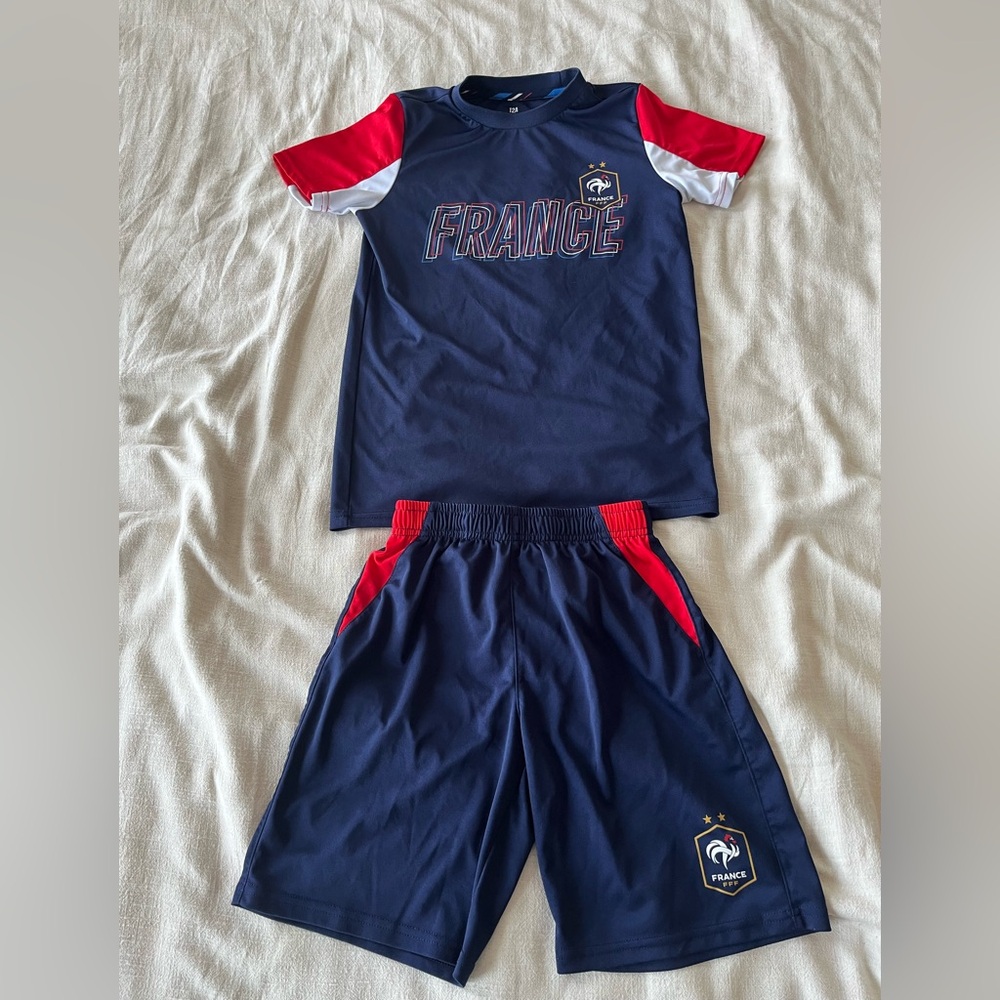 France Kids Sports Shirt and Shorts Set - Navy Red & White